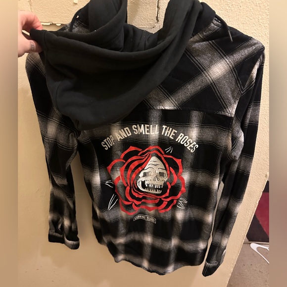 Lurking Class Art Stop & Smell The Roses Hooded Flannel - Picture 5 of 6